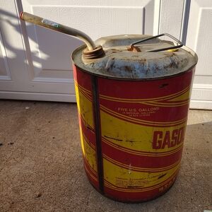 Vintage Red and Yellow Gasoline Can
